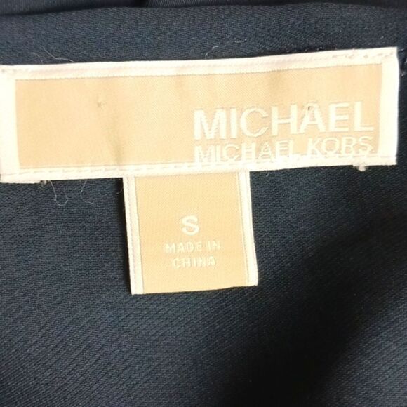 Michael Michael Kors Women  black V neck short sleeve top with gold studded trim - Picture 7 of 7